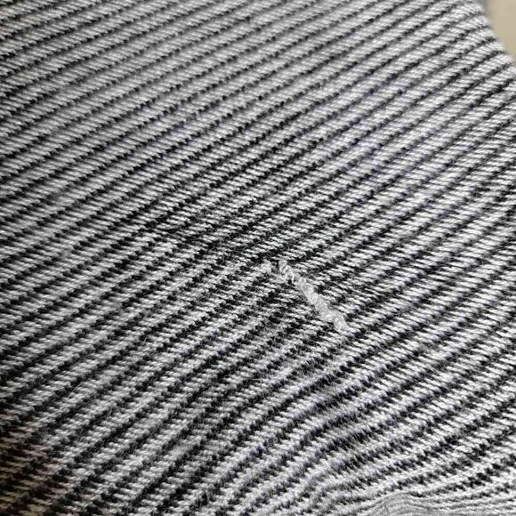 White House Black Market Wrap Stripe Fringe Ruana Black Gray Medium Large - Picture 10 of 16